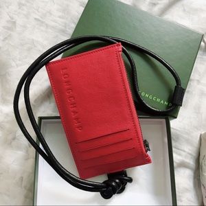 new Longchamp card holder coin wallet with strap